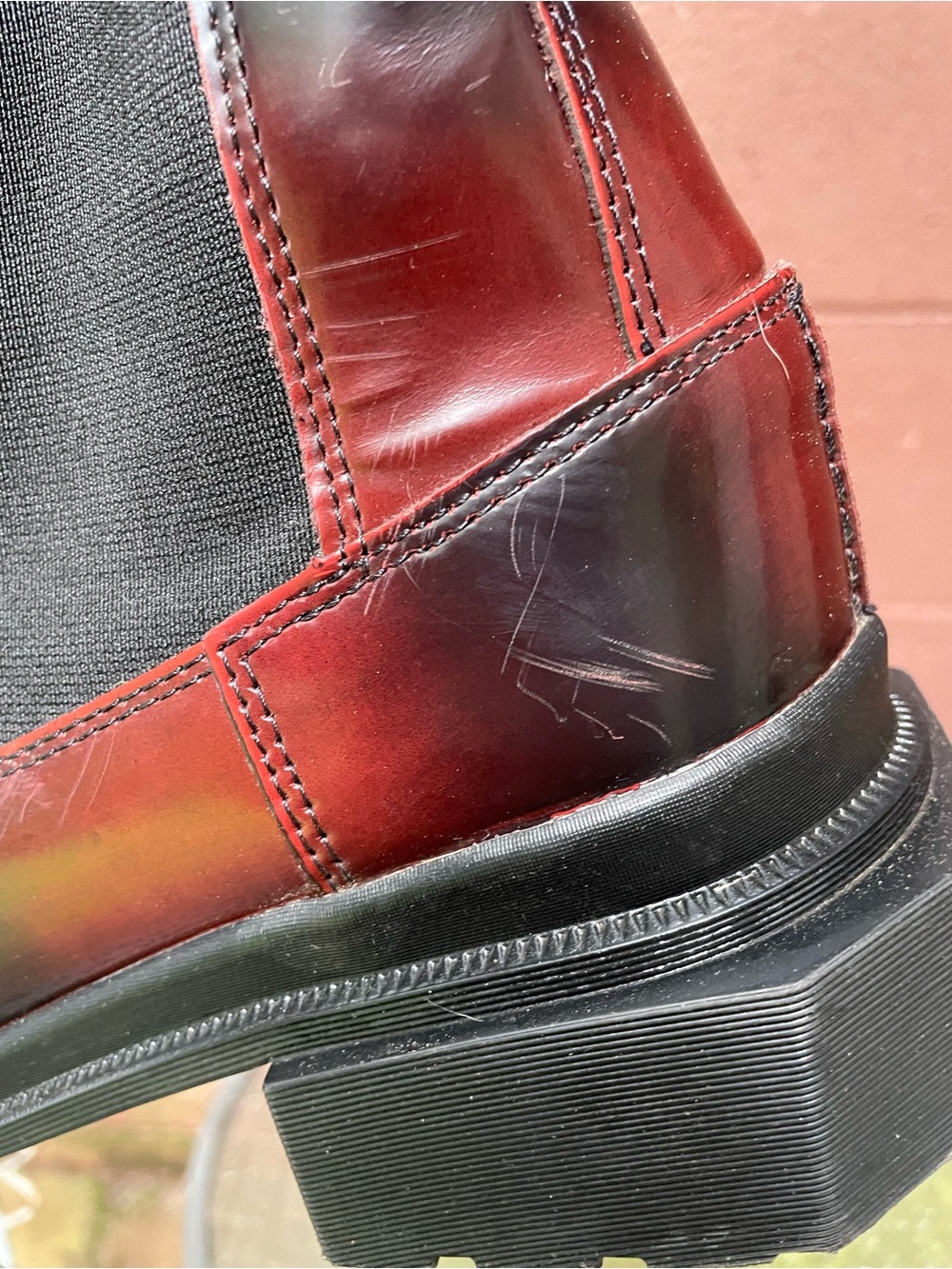 Dr Martens Maybole Square Toe Platform Chelsea Boots 9 Black / Cherry Red - Picture 11 of 14